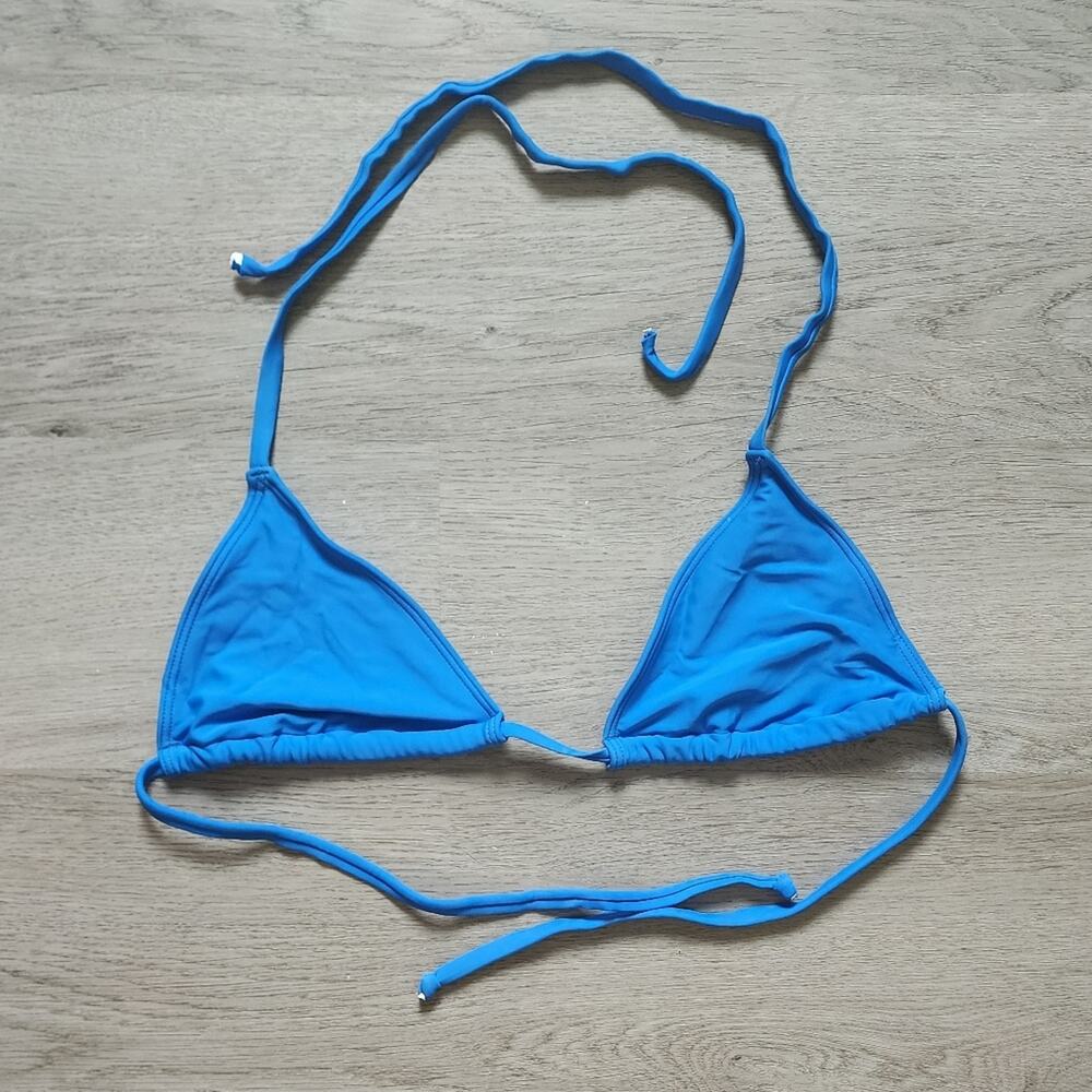 Charlotte Russe Junior's Swimwear Solid Blue Spaghetti Strap Bikini Top Small S
